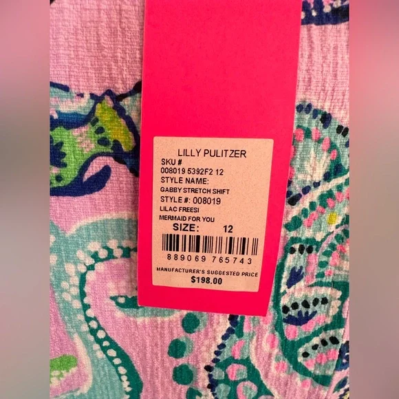 NWT- women’s size 12 Lilly Pulitzer, Gabby  stretch shift dress . color Lilac - Picture 2 of 5
